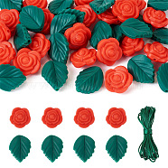 DIY Rose Flower Nursing Necklaces Making Kit for Kids Chewing Teething, Including Food Grade Silicone Focal Beads, Nylon Thread, Mixed Color, Beads: 20~24x20~20.5x7.5~11.5mm, 40pcs/bag(DIY-TA0006-35)