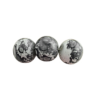 Baking Painted Round Glass Bead Strands, Gray, 6mm, Hole: 1.3~1.6mm, about 133pcs/strand, 31.4 inch(DGLA-S084-6mm-59)