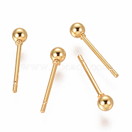 304 Stainless Steel Ball Stud Earrings, Hypoallergenic Earrings, Golden, 14x3mm, Pin: 0.8mm(EJEW-F237-01A-G)