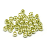 ABS Plastic Imitation Pearl European Beads, Large Hole Rondelle Beads, Yellow Green, 11.5~12x10mm, Hole: 4~5mm, about 780pcs/500g(MACR-R530-12mm-A48)