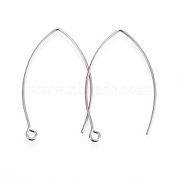 Tarnish Resistant 304 Stainless Steel Earring Hooks, with Horizontal Loop, Stainless Steel Color, 39~40x24x0.9mm, Hole: 2mm, 19 Gauge, Pin: 0.9mm(STAS-F191-02P-A)