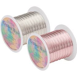 Fingerinspire 2 Rolls 2 Colors Round Copper Craft Wire Copper Beading Wire, Long-Lasting Plated, Mixed Color, 20 Gauge, 0.8mm, about 26.24 Feet(8m)/roll, 1roll/color(CWIR-FG0001-03A)