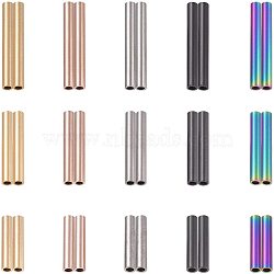 304 Stainless Steel Tube Beads, Mixed Color, 15~25x3mm, Hole: 2mm, 30pcs/box(STAS-UN0004-03)