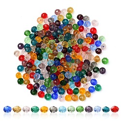 Faceted Rondelle Transparent Glass Beads, Mixed Color, 4x3mm, Hole: 1mm, 200pcs/set(GLAA-YW0001-84A)