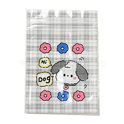 Rectangle Plastic Packaging Zip Lock Bags, with Cartoon Animal Pattern, Top Self Seal Pouches, Dog, 10.9x7.5x0.15cm, Unilateral Thickness: 2.5 Mil(0.065mm)(OPP-K001-05B)