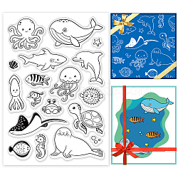 PVC Plastic Stamps, for DIY Scrapbooking, Photo Album Decorative, Cards Making, Stamp Sheets, Sea Animals, 16x11x0.3cm(DIY-WH0167-57-0368)