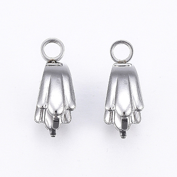 201 Stainless Steel Pendant Pinch Bails, Stainless Steel Color, 14x12x5.5mm, Hole: 2.5mm
