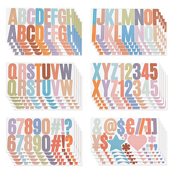 Colorful Vinyl Letter Waterproof Decorative Stickers, Self Adhesive Alphabet Decals for Art Craft, Letter A~Z, 135x255x0.1mm, 6 sheets/set