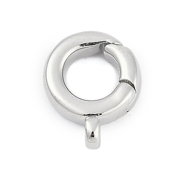 Brass Spring Gate Rings, Cadmium Free & Lead Free, Long-Lasting Plated, Rack Plating, Platinum, 12.5x9.5x3.5mm, Hole: 1mm