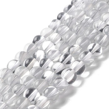 Synthetic Moonstone Beads Strands, Round, Light Grey, 8mm, Hole: 1mm, about 48pcs/strand, 14.57''~15.35''(37~39cm)