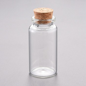 Glass Bead Containers, with Cork Stopper, Wishing Bottle, Clear, 3x6cm, Capacity: 25ml(0.84 fl. oz)