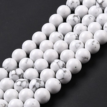 Synthetic Howlite Beads Strands, Round, 10mm, Hole: 1.5mm, about 38pcs/strand, 14.76''(37.5cm)