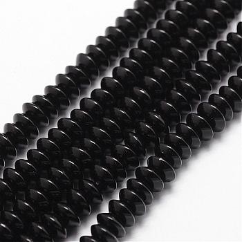 Natural Black Onyx Beads Strands, Grade A, Dyed & Heated, Rondelle, 8x4mm, Hole: 1mm, about 95pcs/strand, 15.16 inch~15.35 inch