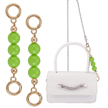 Bag Extension Chain, with ABS Plastic Beads and Light Gold Alloy Spring Gate Rings, for Bag Replacement Accessories, Yellow Green, 13.8cm