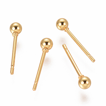 304 Stainless Steel Ball Stud Earrings, Hypoallergenic Earrings, Golden, 14x3mm, Pin: 0.8mm