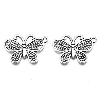 Tibetan Style Alloy Pendants, Cadmium Free & Lead Free, Butterfly, Antique Silver, 20x29x2.5mm, Hole: 1.6mm, about 430pcs/1000g