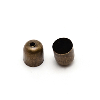 Iron Cord End, Column, Antique Bronze, 6x6.8~7.3mm, Hole: 1.4~1.6mm, Inner Diameter: 5.4~5.6mm, about 100pcs/bag