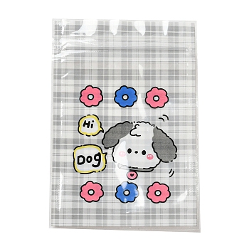 Rectangle Plastic Packaging Zip Lock Bags, with Cartoon Animal Pattern, Top Self Seal Pouches, Dog, 10.9x7.5x0.15cm, Unilateral Thickness: 2.5 Mil(0.065mm)