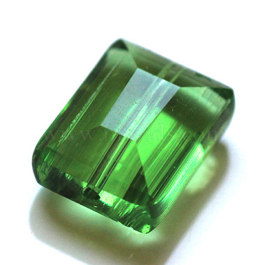 12mm Green Rectangle Glass Beads
