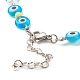Bracelets de cheville perlés au chalumeau faits à la main mauvais œil pour femmes(AJEW-AN00477)-5