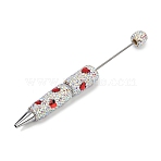 Polymer Clay Rhinestones Ball-Point Pen, Beadable Pen, with Iron Findings, for DIY Personalized Pen with Jewelry Beads, Heart, Light Siam, 145x15~16mm(OFST-D300-05P-C)