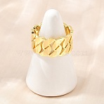 Brass Cuff Open Rings, Lead Free & Cadmium Free, Long-Lasting Plated, Rack Plating, Real 18K Gold Plated, 11mm, US Size 9 3/4(19.5mm)(KK-CBA5A76-05G-01)