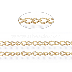 Brass Twisted Chains, Curb Chains, Unwelded, with Spool, Golden, Lead Free & Nickel Free & Cadmium Free, 3x2x0.45~0.5mm, about 301.83 Feet(92m)/roll(CHC-S107-G-NF)