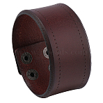 Flat Sided Cowhide Leather Cord Bracelets, Iron Snap Bracelets for Women Men, Platinum, Coffee, 9-1/8x1-1/2x1/4 inch(23x3.9x0.75cm)(BJEW-WH20007-09B)
