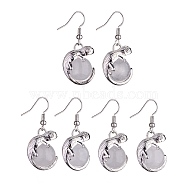 Natural Quartz Crystal Chameleon Dangle Earrings with Crystal Rhinestone, Platinum Brass Jewelry for Women, 39mm, Pin: 0.7mm(EJEW-A092-10P-10)