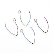 Ion Plating(IP) 304 Stainless Steel Earring Hooks, with Horizontal Loop, Rainbow Color, 26x15.5mm, Hole: 2.5mm, Pin: 0.8mm(X-STAS-L216-03A-M)