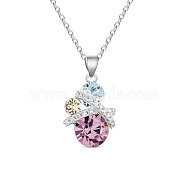 TINYSAND 925 Sterling Silver Pendant Necklace, with Cubic Zirconia and Austrian Crystal, Colorful, 18 inch(TS-N455-S)