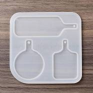 Square/Round/Rectangle Mini Serving Tray DIY Silicone Molds, Resin Casting Molds, for UV Resin, Epoxy Resin Craft Making, White, 93x93x4mm, Hole: 2.4mm, Inner Diameter: 50~80mm(SIMO-R002-02B)