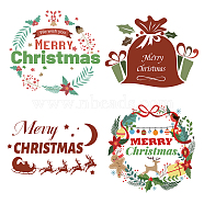 PVC Wall Sticker, for Window or Stairway Home Decoration, Square, Christmas Wreath, 18x18x0.03cm, 4pcs/set(DIY-WH0214-76B-02)