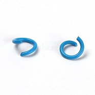 Baking Painted Metal Open Jump Rings, Deep Sky Blue, 8x1.2mm, Inner Diameter: 5.6mm, about 100pcs/bag(FIND-TAC0001-24E)