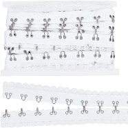 Steel Hook Buckles, with Cotton & Lace, Flat, White, 56.5~60.5
mm, 3 yards/card(FIND-WH0082-91B)