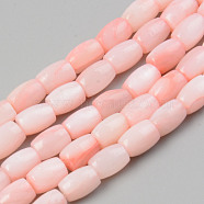 Natural Freshwater Shell Beads Strand, Dyed, Barrel, Pink, 6.5x5mm, Hole: 0.8mm, about 58~60pcs/strand, 15.43 inch~15.94 inch(39.2cm~40.5)(SHEL-T017-39B)