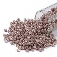 TOHO Round Seed Beads, Japanese Seed Beads, (1201) Opaque Beige Pink Marbled, 8/0, 3mm, Hole: 1mm, about 222pcs/bottle, 10g/bottle(SEED-JPTR08-1201)