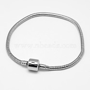 304 Stainless Steel European Style Bracelets for Jewelry Making, Stainless Steel Color, 160x3mm(PPJ-F002-03A)