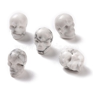 Natural Howlite Beads, Halloween Skull, 11~11.5x8.5~9x11~11.5mm, Hole: 0.9~1mm(G-C038-01J)
