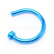 Nose Ring Hoop, 316L Surgical Stainless Steel Piercing Body Jewelry for Her, Deep Sky Blue, 10x9x2mm, Pin: 1mm(AJEW-TAC0029-06F)