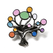 Fortune Tree Enamel Pins, Black Alloy Brooches for Backpack Clothes, Colorful, 25x25x1.5mm(JEWB-Z014-03B-B)