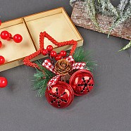 Plastic Star Wreath Pendant Decoration, Christmas Tree Hanging Ornaments, for Party Gift Home Decoration, Red, 140x100mm(XMAS-PW0001-071A)