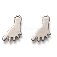 201 Stainless Steel Charms, Laser Cut, Footprint, Stainless Steel Color, 13x6.5x0.5mm, Hole: 1.8mm(STAS-C017-08P)