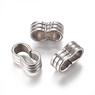 201 Stainless Steel Slide Charms/Slider Beads, for Leather Cord Bracelets Making, Stainless Steel Color, 13x7.5x5mm, Hole: 5x10.5mm(STAS-L238-057B-P)