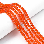 Glass Beads Strands, Faceted, Rondelle, Dark Orange, 6x5mm, Hole: 1mm, about 83~85pcs/strand, 38~39cm(EGLA-A034-T6mm-025)