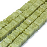 Natural Xinyi Jade/Chinese Southern Jade Beads Strands, Square Heishi Beads, 9~10.5x9~11x2~7mm, Hole: 1.2mm, about 114~121pcs/strand, 15.5~15.9 inch(39.5~40.5cm)(G-F631-I05)