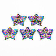 Alloy Pendants, Cadmium Free & Nickel Free & Lead Free, Butterfly, Rainbow Color, 16x20x2mm, Hole: 1.6mm(PALLOY-N163-088-NR)