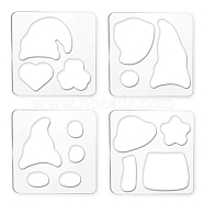 Acrylic Earring Handwork Template, Card Leather Cutting Stencils, Square, Clear, Fairy Pattern, 152x152x4mm, 4 styles, 1pc/style, 4pcs/set(TOOL-WH0152-024)