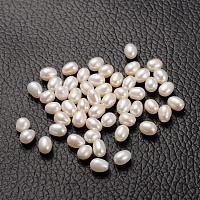 Natural Cultured Freshwater Pearl Beads, Half Drilled Hole, Grade AA, teardrop, White, about4~5mm in diameter, hole: 0.9mm