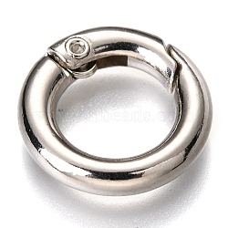 Zinc Alloy Spring Gate Rings, O Rings, Platinum, 18x3.5mm, Inner Diameter: 11mm(PALLOY-C100-01P-01)